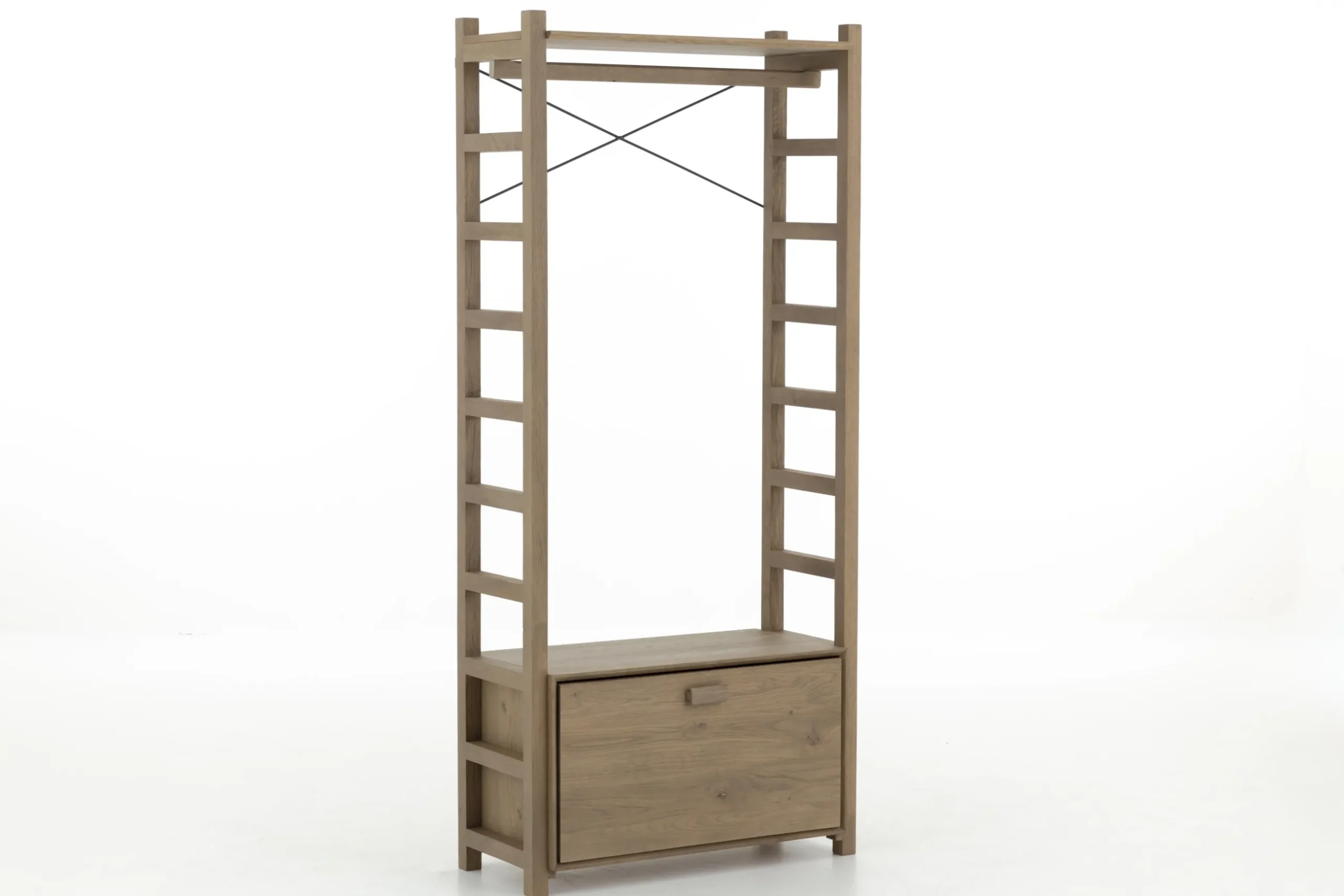 Aber, Etagere A Chaussures, Chene Patine, Avec Tringle De Placard