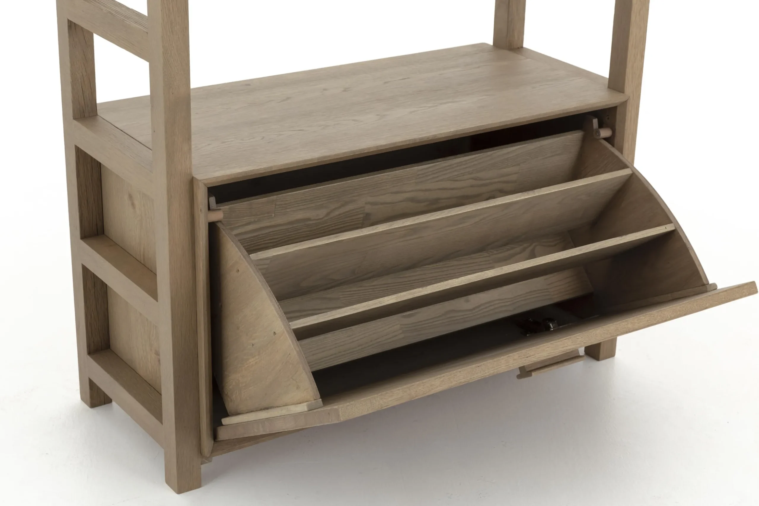 Aber, Etagere A Chaussures, Chene Patine, Avec Tringle De Placard