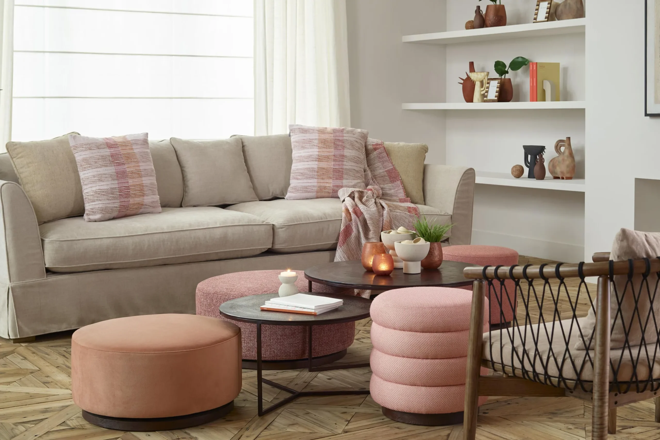 Beatrice, Pouf, Rond, Rose