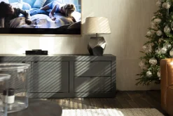 Bjorn, Meuble Tv, Noir, 2 Portes, 4 Tiroirs