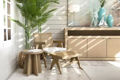 Bruno, Fauteuil, Chene, Roseau, Avec Coussin