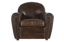 Burnham, Fauteuil Club, Marron Fonce, Cuir