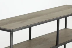 Farra, Table Console, Chene Patine Et Fer