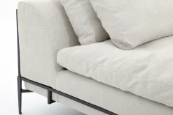 Floria, Fauteuil Lounge, Lin Naturel Et Metal Noir