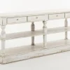 Henrice, Table Console, 3 Niveaux, 4 Tiroirs, Finition Antique