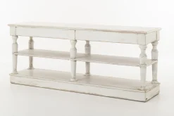 Henrice, Table Console, 3 Niveaux, 4 Tiroirs, Finition Antique
