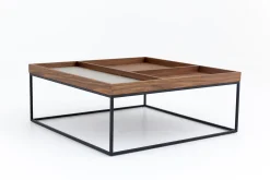 Jalon, Table Basse, Carree, Bois Et Metal