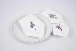 Lavande, Serviette, Broderie, Lot De 6