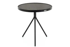 Madison, Table D'Appoint, Chene Et Metal, Ronde, 45 Cm, Marron Fonce