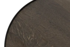 Madison, Table D'Appoint, Chene Et Metal, Ronde, 45 Cm, Marron Fonce