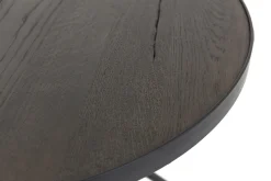 Madison, Table D'Appoint, Chene Et Metal, Ronde, 60 Cm, Marron Fonce