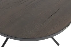 Madison, Table D'Appoint, Chene Et Metal, Ronde, 60 Cm, Marron Fonce