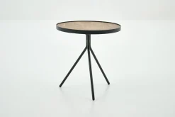 Madison, Table D'Appoint, Chene Et Metal, Ronde, 45 Cm, Marron Clair