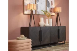 Maeve, Lampe De Table Avec Abat-Jour, Bois Et Raphia