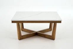 Marnix, Table Basse, Chene Et Pierre, 90X90