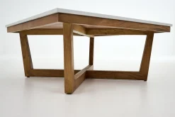 Marnix, Table Basse, Chene Et Pierre, 90X90