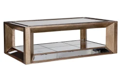 Mitchell, Table Basse, Rectangulaire, Verre Miroir Et Bois, 120X70