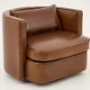Nelia, Fauteuil, Cuir Cognoac, Rotatif