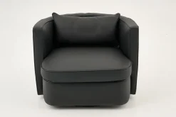 Nelia, Fauteuil, Cuir Noir, Rotatif