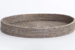 Togo, Plateau, Rond, Roseau, Gris, 48Cm