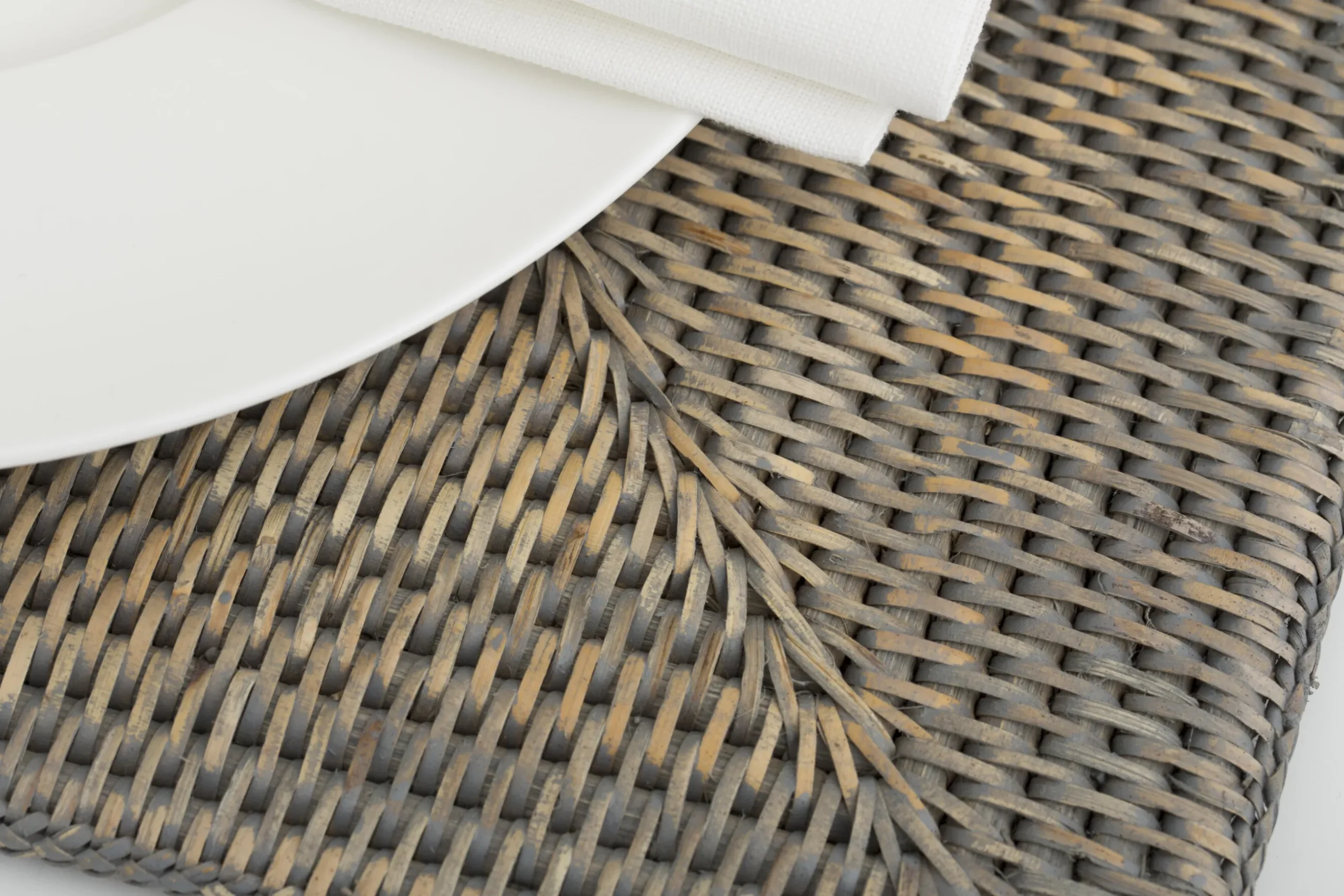 Togo, Set De Table, Roseau, Gris, Rectangulaire