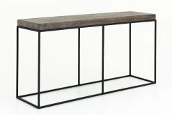 Urban, Table Console, Chene Et Metal, Marron Fonce